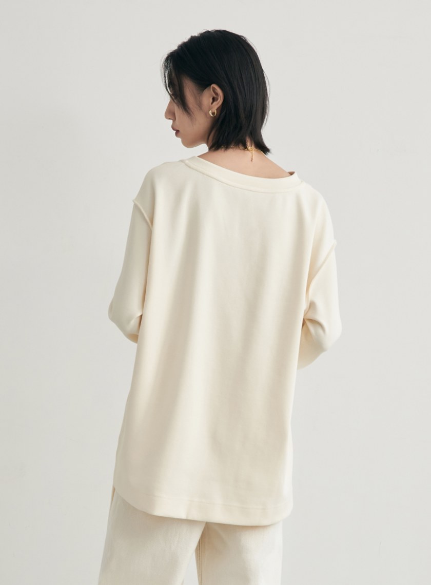 不規則剪裁腰帶長版衛衣